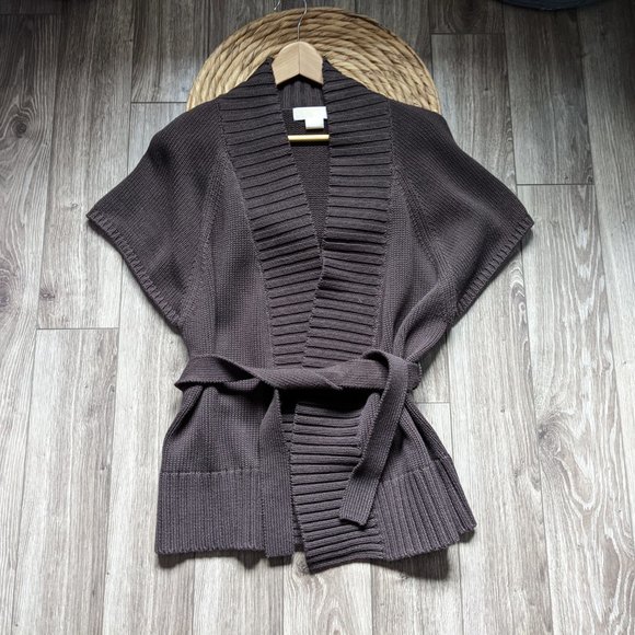EUC (XS) - MICHAEL MICHAEL KORS Short Slv Open Front Belted Cardigan - Picture 1 of 6